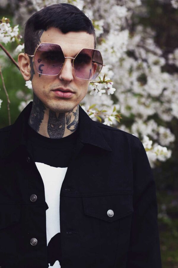 Big Hex Sunglasses Brown Tinted Purple