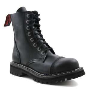 Angry Itch 8 Eye Steel Toe Boots Leather Black