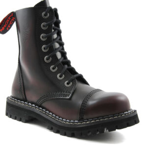 Angry Itch 8 Eye Steel Toe Boots Leather Burgundy