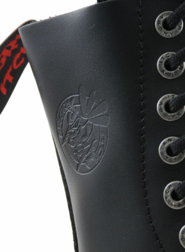 Angry Itch 10 Eye Steel Toe Boots Leather Black