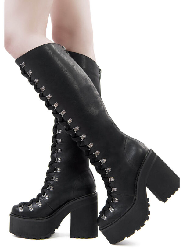 Killstar Bloodletting Knee High Boots Black