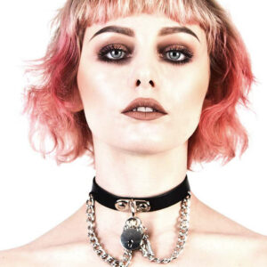 1 Row Padlock & Chain Leather Choker