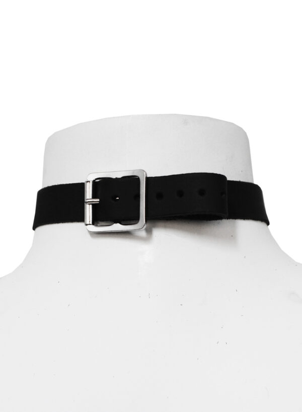 1 Row Handle Plate and Small Ring Leather Choker - Bild 3