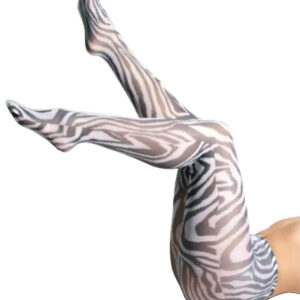 Zebra Printed Tights White