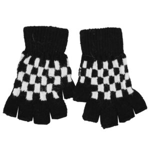 Fingerless Gloves White & Black