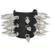 3-Row Long Spike Wristband Black