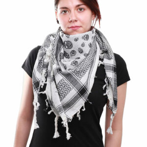 Keffiyeh White Black Skulls