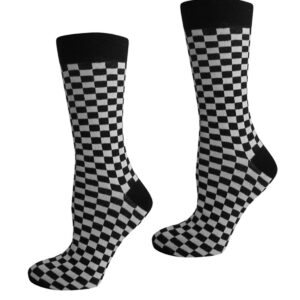 Men checkered Socks Black/White