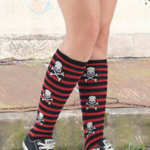 KH Socks Skulls Red Stripes