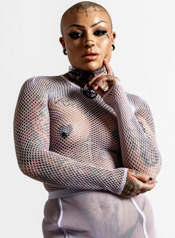 Sweetheart Fishnet Top Lilac