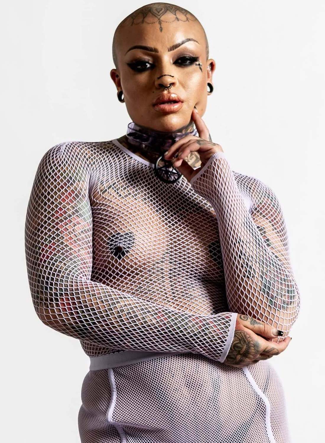 Sweetheart Fishnet Top Lilac