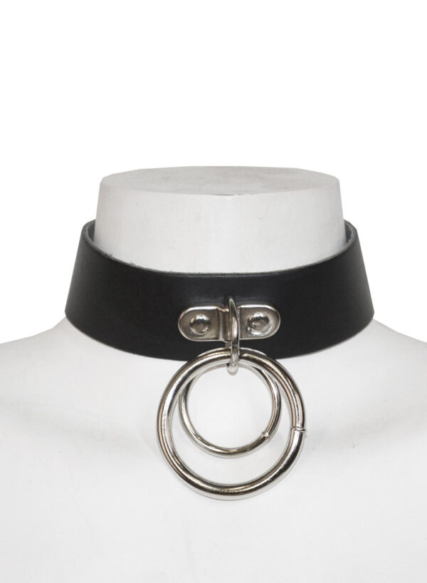 Double Ring Leather Choker