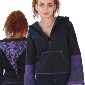 Burning skull Hoodie Purple