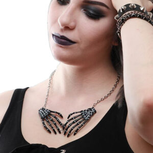 Skeleton Hands Necklace Black