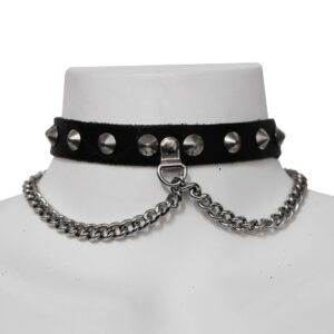 1 Row Con+ Chain Leather Choker