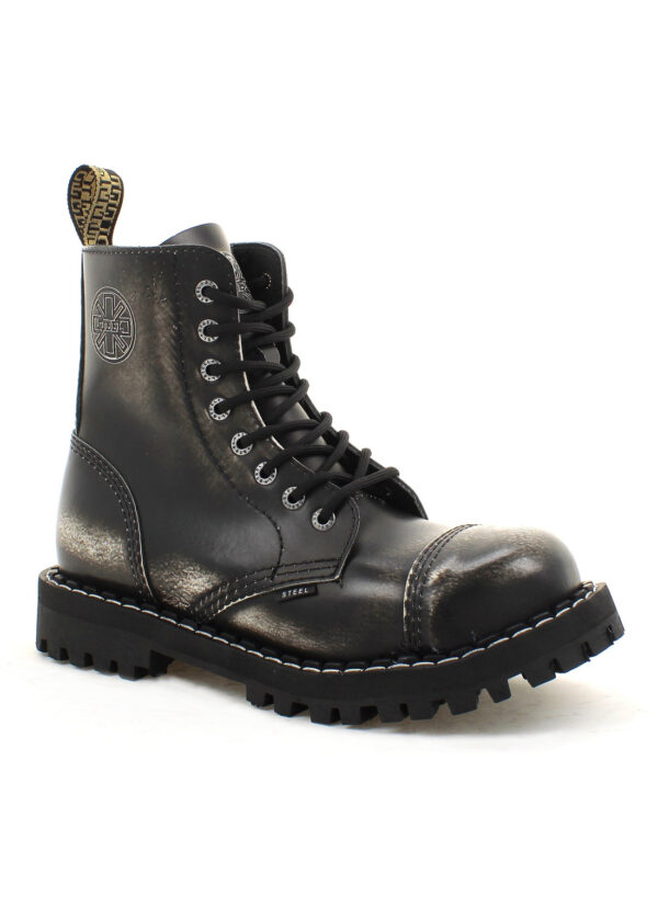 Steel 8 Holes Wiped White Boots