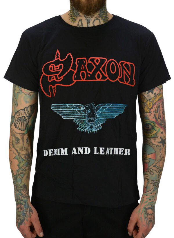 Saxon Denim & Leather T-shirt