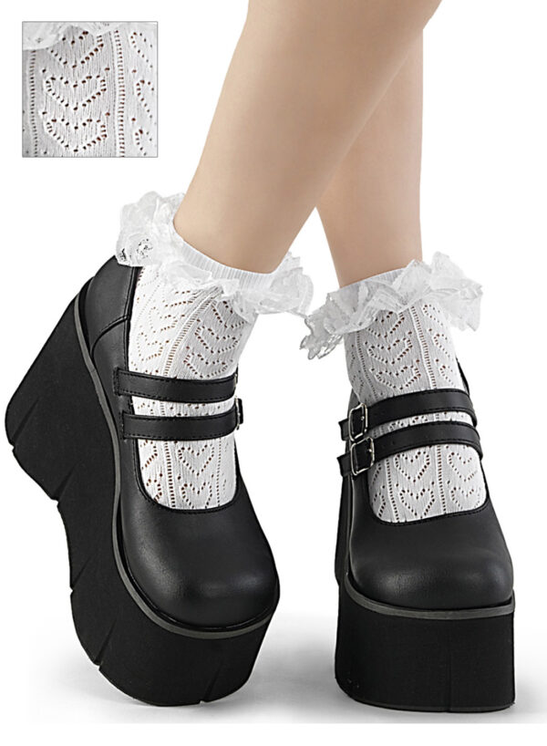 White Ruffle Harts Socks