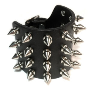 4 Row Spike Leather Wristband