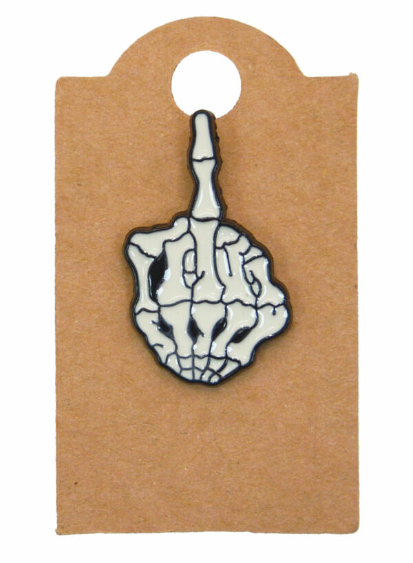 Skeleton Middle Finger Enamel Pin