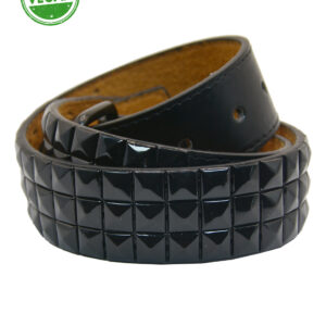 3 Black Pyramid Row Vegan Belt.